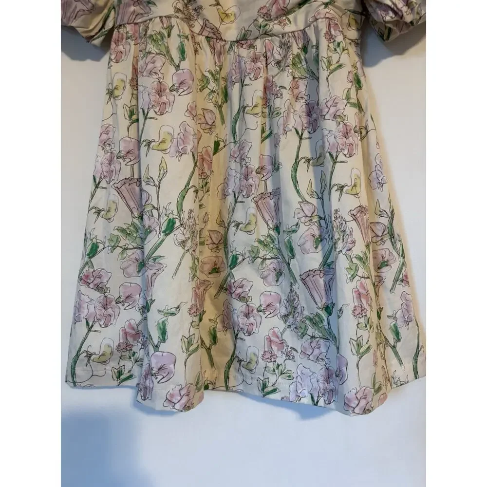 Gingersnaps Dress 10Y Floral Mini Aline Short Puff Sleeve Square Neck